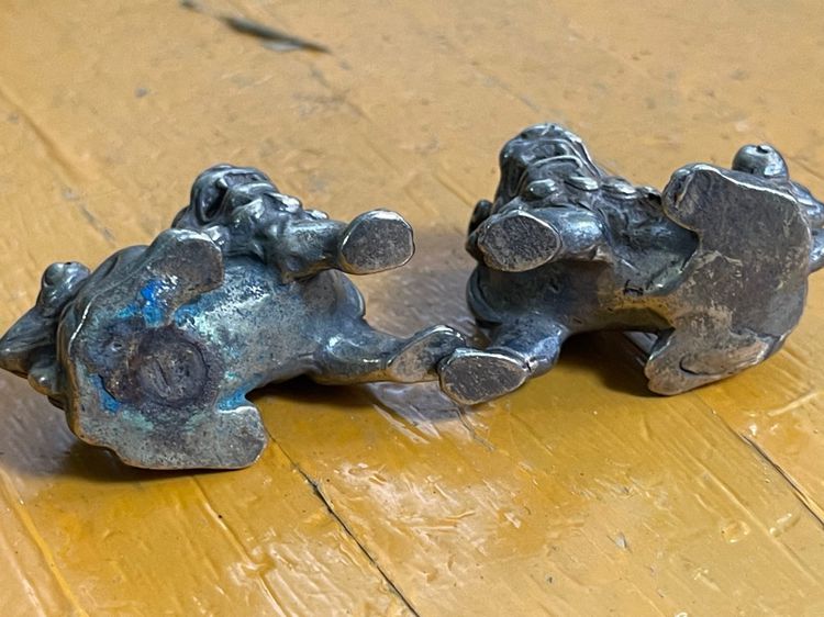 สิงห์ คู่ทองเหลือง กะไหล่เงินสะสม รูปที่ 6