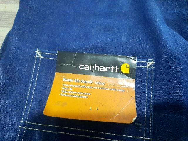  กางเกงยีนส์เอี๊ยมวินเทจหายากเก่าเก็บไซส์ ใหญ่ Work wear Carhartt made in Mexico size 58x32 สภาพไม่ผ่านการใช้งานป้ายห้อย. รูปที่ 10
