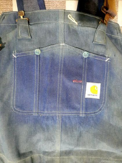  กางเกงยีนส์เอี๊ยมวินเทจหายากเก่าเก็บไซส์ ใหญ่ Work wear Carhartt made in Mexico size 58x32 สภาพไม่ผ่านการใช้งานป้ายห้อย. รูปที่ 6