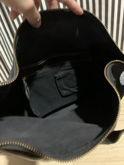 ขาย crossbody bag กระเป๋าสะพายข้าง ผ้าแคนวาสหนาสีดำ  เย็บกับหนังวัวแท้แท้ งาน Handcraft 1 ใบ 1เดียวในโลก งานส่งออก ตปท. สภาพใหม่มาก  รูปที่ 4