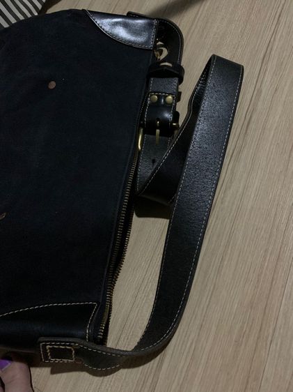 ขาย crossbody bag กระเป๋าสะพายข้าง ผ้าแคนวาสหนาสีดำ  เย็บกับหนังวัวแท้แท้ งาน Handcraft 1 ใบ 1เดียวในโลก งานส่งออก ตปท. สภาพใหม่มาก  รูปที่ 5