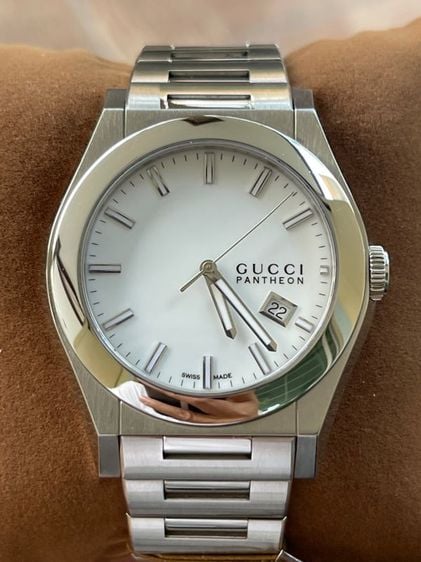 GUCCI Pantheon 115.2 Swiss Quartz White Dial Stainless Steel Leather Men