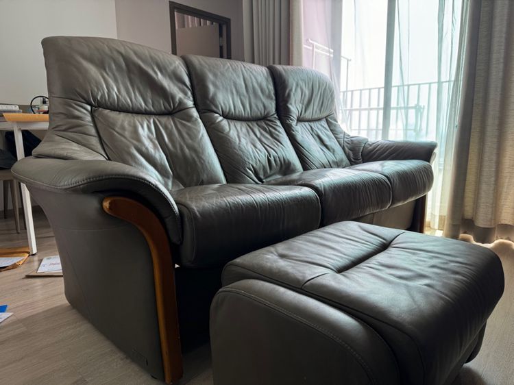 โซฟา Zedere หนังแท้ แถมที่วางเท้า รูปที่ 3
