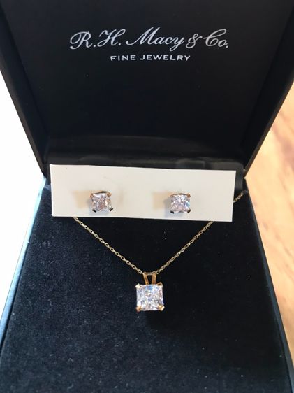 14K Goldเเท้ สร้อยพร้อมจี้เเละต่างหูทรงกลมเเละทรงเหลี่ยม รูปที่ 6