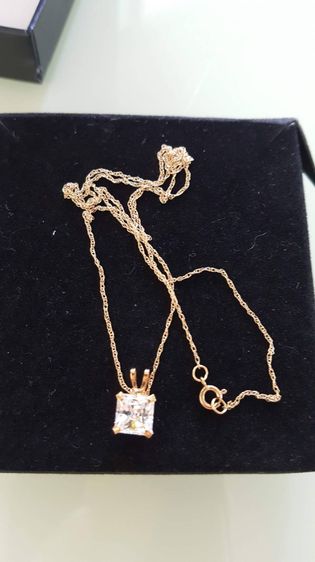 14K Goldเเท้ สร้อยพร้อมจี้เเละต่างหูทรงกลมเเละทรงเหลี่ยม รูปที่ 13