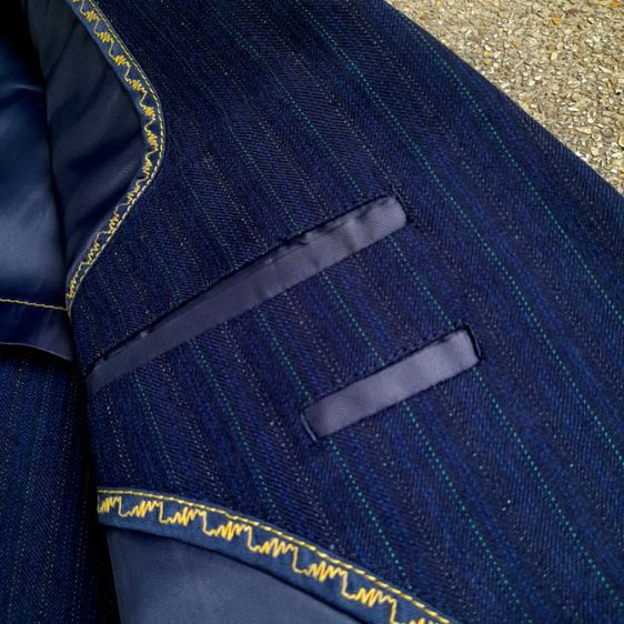 ชุดสูท
Hyperion
for
Reino
navy blue pinstripe
suits 
made in Great Britain w32
🔵🔵🔵
 รูปที่ 7