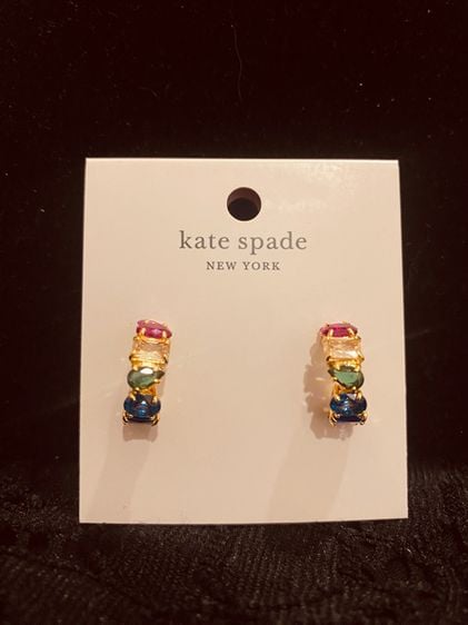 Kate spade แท้ ต่างหูห่วงรุ่น Candy shop rainbow crystal huggies hoops