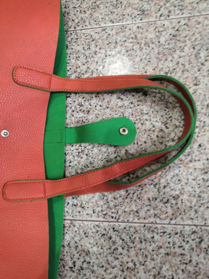กระเป๋าช๊อปปิ้ง สีส้ม ซัปในสีเขียว รูปที่ 6
