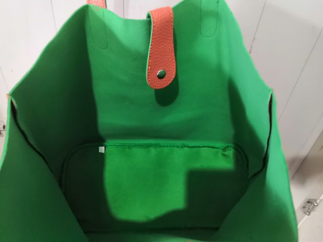 กระเป๋าช๊อปปิ้ง สีส้ม ซัปในสีเขียว รูปที่ 5