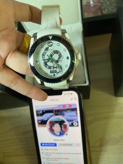 นาฬิกาgucci dive ของใหม่ อุปกรณ์ครบ สายรับเบ้อขาวสวย  รูปที่ 9