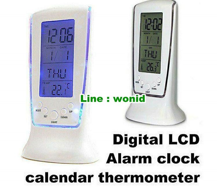 นาฬิกาปลุกดิจิตอล จับเวลา วันที่ อุณหภูมิ ไฟ blue led Square Digital  Alarm Clock Date Time Temperature and Timer รูปที่ 10
