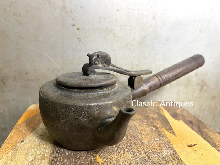 กาน้ำชา ทองเหลือง พร้อมด้ามไม้ รูปที่ 2