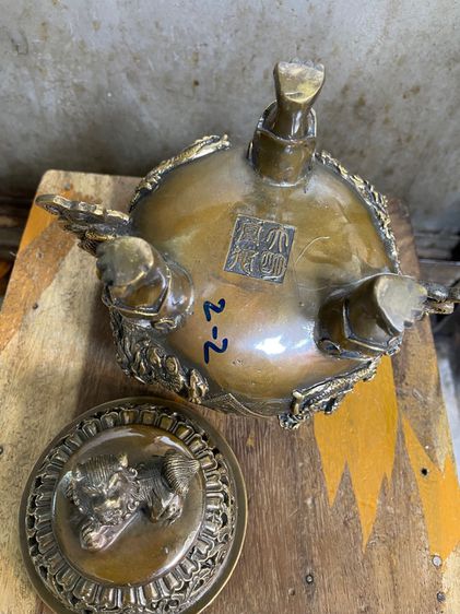 กระถาง กำยาน มังกร ขาสิงห์ทองเหลือง A61 รูปที่ 6