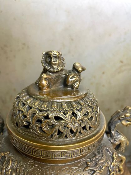 กระถาง กำยาน มังกร ขาสิงห์ทองเหลือง A61 รูปที่ 4