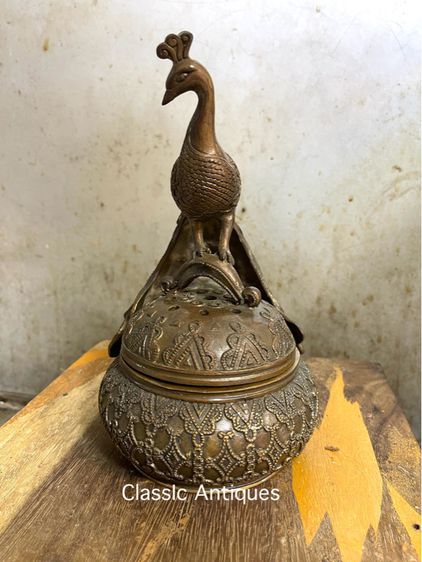 กระถาง กำยาน นกยูงทองเหลือง A21 รูปที่ 4