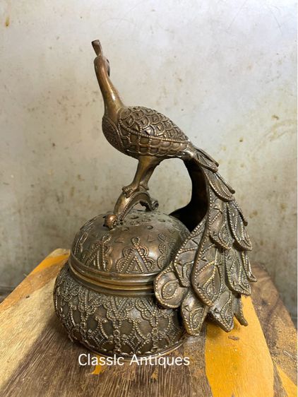 กระถาง กำยาน นกยูงทองเหลือง A21 รูปที่ 3