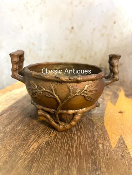 กระถาง ทองเหลืองลายข้อไผ่A9