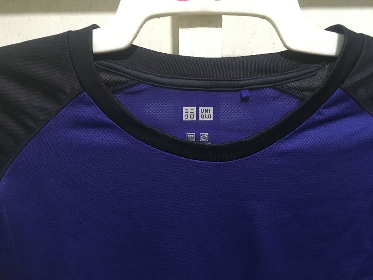 เสื้อกีฬา DRY-EX ANTI-BACTERIAL แบรนด์ uniqlo สีม่วงแขนดำ รูปที่ 3