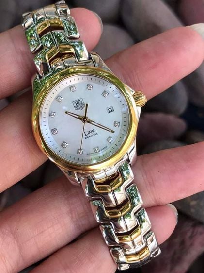 Tag Heuer ขาว Tag​ Heuer​ ​link​ Lady​ 18K Gold G4 White Diamond MOP Dial 🇨🇭🇨🇭
