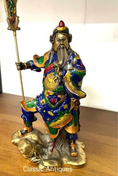 เทพเจ้ากวนอู ทองเหลืองลงยาA5 รูปที่ 2