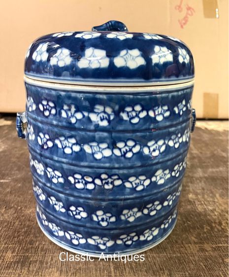 โถ พื้นคราม ลายดอกเหมย กังไส ลายครามสะสม รูปที่ 9