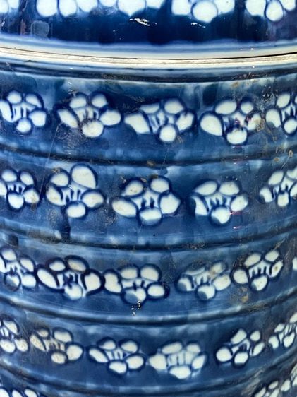 โถ พื้นคราม ลายดอกเหมย กังไส ลายครามสะสม รูปที่ 7