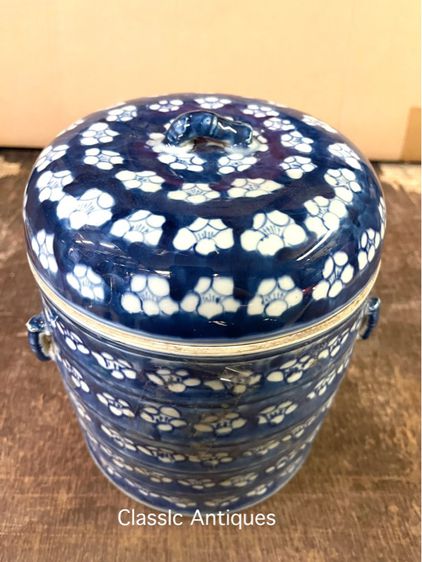 โถ พื้นคราม ลายดอกเหมย กังไส ลายครามสะสม รูปที่ 4