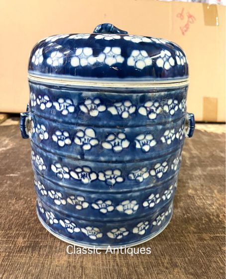 โถ พื้นคราม ลายดอกเหมย กังไส ลายครามสะสม รูปที่ 2