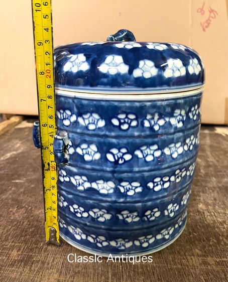 โถ พื้นคราม ลายดอกเหมย กังไส ลายครามสะสม รูปที่ 12