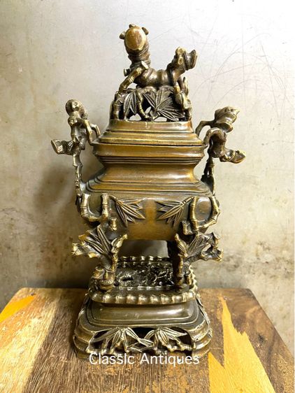 กระถาง กำยาน ข้อไผ่ทองเหลือง สะสมA45