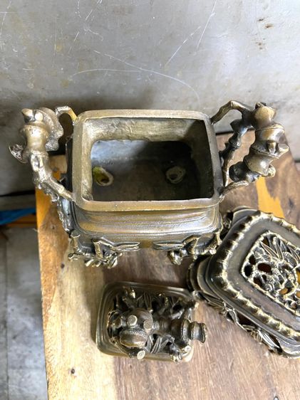 กระถาง กำยาน ข้อไผ่ทองเหลือง สะสมA45 รูปที่ 7