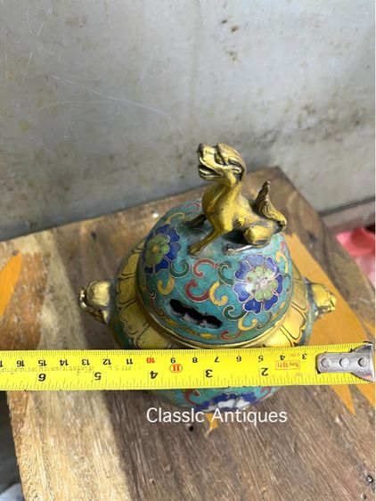 กระถาง กำยาน ทองเหลือง หัวสิงห์ถมปัด A8 รูปที่ 12