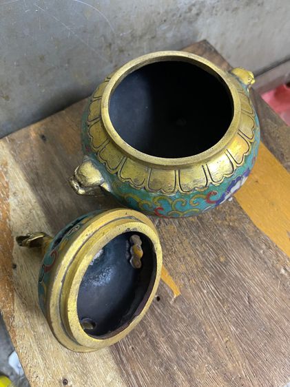 กระถาง กำยาน ทองเหลือง หัวสิงห์ถมปัด A8 รูปที่ 6