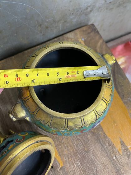 กระถาง กำยาน ทองเหลือง หัวสิงห์ถมปัด A8 รูปที่ 10