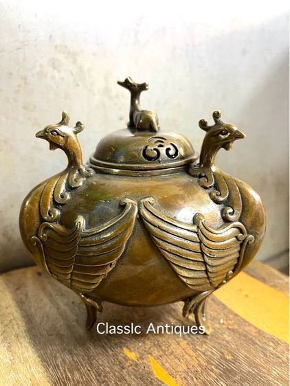 กระถาง กำยาน หงษ์ฟ้าทองเหลืองA59 รูปที่ 2