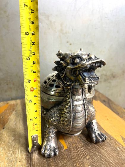 กระถาง กำยาน เต่ามังกร ทองเหลืองกะไหล่เงิน A17 รูปที่ 8