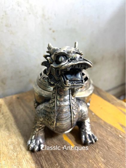 กระถาง กำยาน เต่ามังกร ทองเหลืองกะไหล่เงิน A17 รูปที่ 4