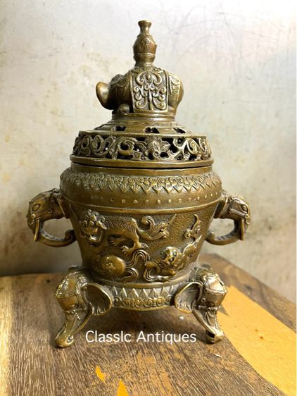 กระถาง กำยาน คชสาร ช้างทองเหลือง A63 รูปที่ 5