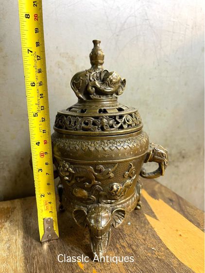 กระถาง กำยาน คชสาร ช้างทองเหลือง A63 รูปที่ 10