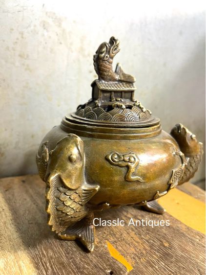 กระถางกำยาน ปลาหลีฮื้อทองเหลืองA29 รูปที่ 2