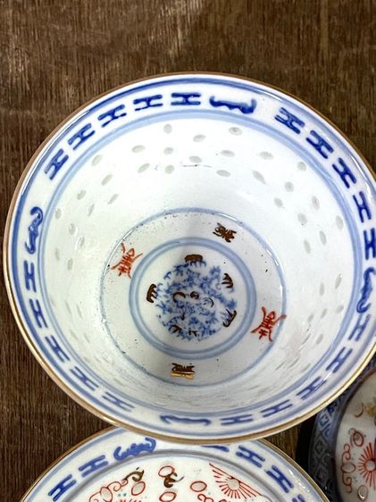 ถ้วย น้ำชา เม็ดแตงกังไส ขอบทองเก่าสะสม รูปที่ 4