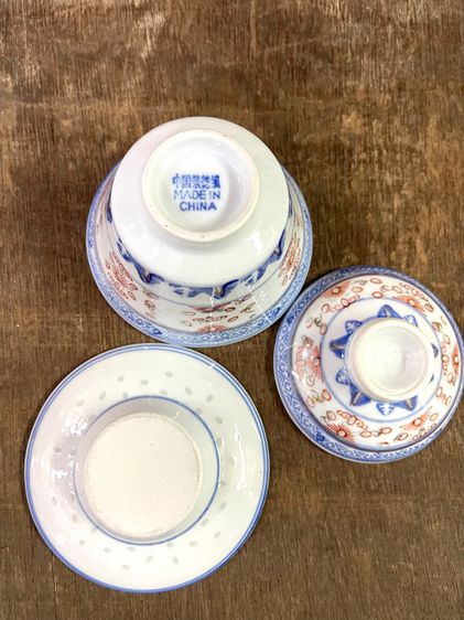 ถ้วย น้ำชา เม็ดแตงกังไส ขอบทองเก่าสะสม รูปที่ 5