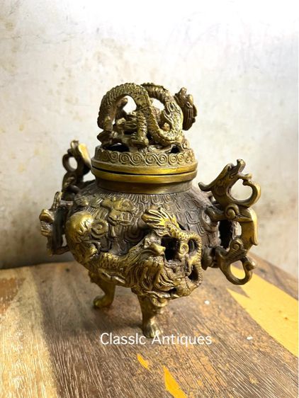 กระถาง กำยาน มังกรทองเหลือง A65 รูปที่ 5