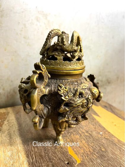 กระถาง กำยาน มังกรทองเหลือง A65 รูปที่ 6