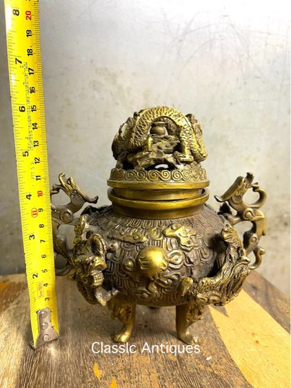 กระถาง กำยาน มังกรทองเหลือง A65 รูปที่ 9