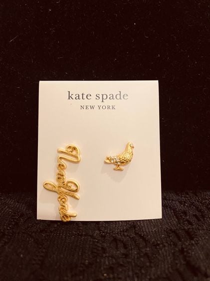 โลหะ Kate spade ต่างหู รุ่น Kate Spade Jewery Gold Tone New York Bird Unsymmetry Post Stud Drop Earrings NWT