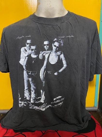XL ดำ แขนสั้น เสื้อวง depeche mode ตอกปี 1990