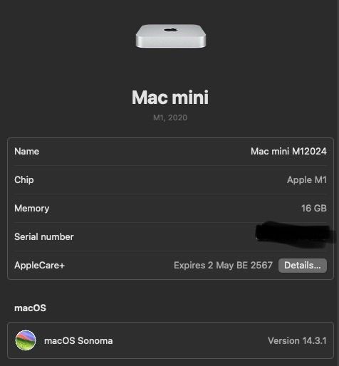 Mac mini M1 RAM 16GB SSD512 มีประกันถึง พฤษภา 2567 รูปที่ 11