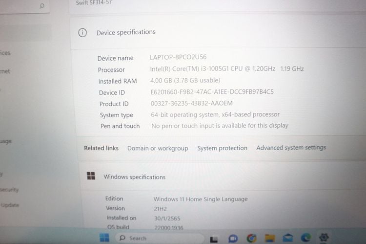 Acer Swift3 i3 gen10 NB notebook โน๊ตบุ๊ค คอม แล็ปท็อป รูปที่ 2