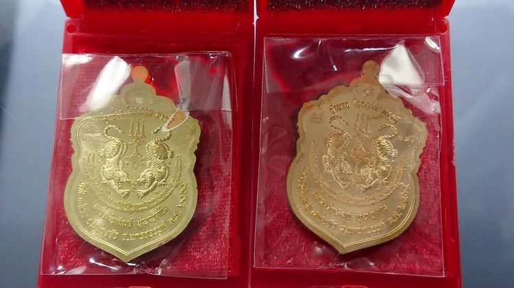 เหรียญเสมาเสือคาบดาบ 3 ครบชุดกรรมการ หน้ากากเงินลงยาสีธงชาติ 5 เหรียญ 5 เนื้อ หลังเสือคู่ หลวงพ่อพัฒน์ วัดห้วยด้วน รูปที่ 6